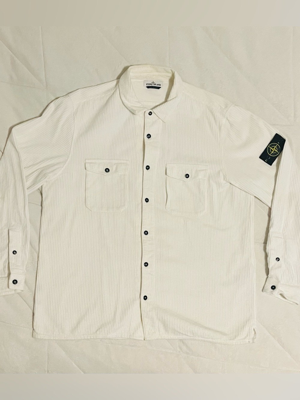 Stone Island Italy White Corduroy Button Shirt Size XXXL